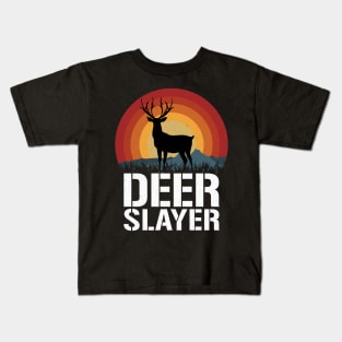 Vintage Sunset Deer Slayer Hunter Kids T-Shirt